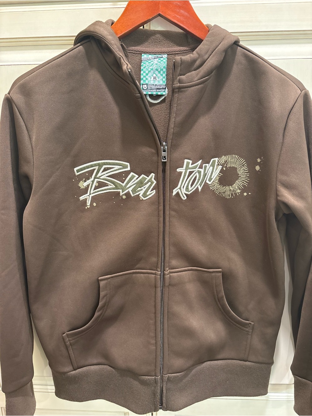 Burton Brown Full-Zip Kids Hoodie with Logo